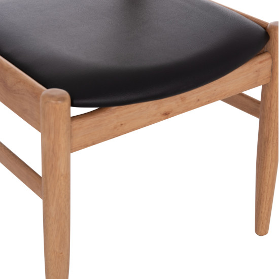 ΠΟΛΥΘΡΟΝΑ CERSEI HM9946.01 RUBBERWOOD ΣΕ LIGHT OAK & PU ΣΕ ΜΑΥΡΟ 57x53x72Υεκ - 2τεμ **