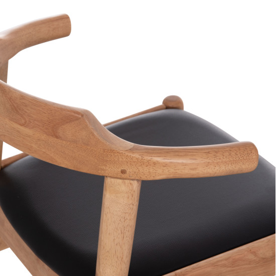 ΠΟΛΥΘΡΟΝΑ CERSEI HM9946.01 RUBBERWOOD ΣΕ LIGHT OAK & PU ΣΕ ΜΑΥΡΟ 57x53x72Υεκ - 2τεμ **