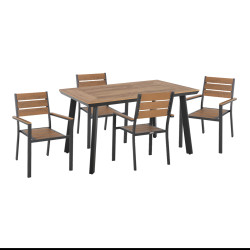 Σετ τραπεζαριασ taber hm21197 τραπεζι & 4 πολυθρονεσ-αλουμινιο & polywood-ανθρακι **