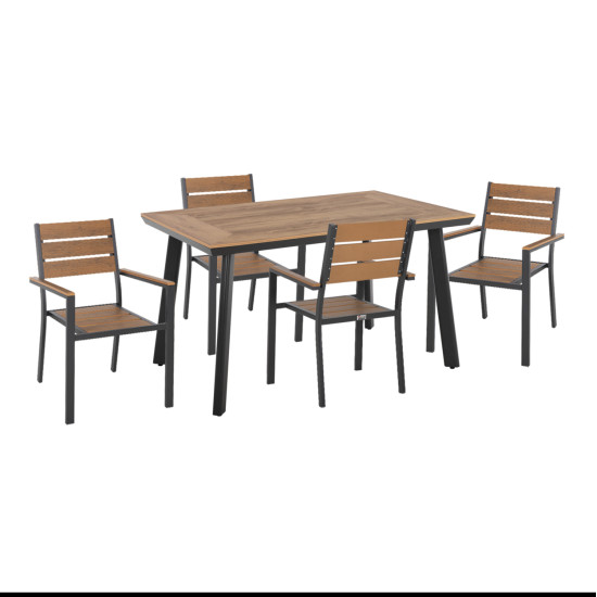 Σετ τραπεζαριασ taber hm21197 τραπεζι & 4 πολυθρονεσ-αλουμινιο & polywood-ανθρακι **