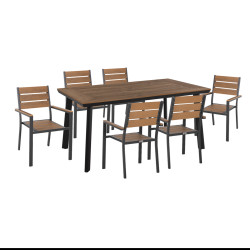 Σετ τραπεζαριασ taber hm21198 τραπεζι & 6 πολυθρονεσ-αλουμινιο & polywood-ανθρακι **