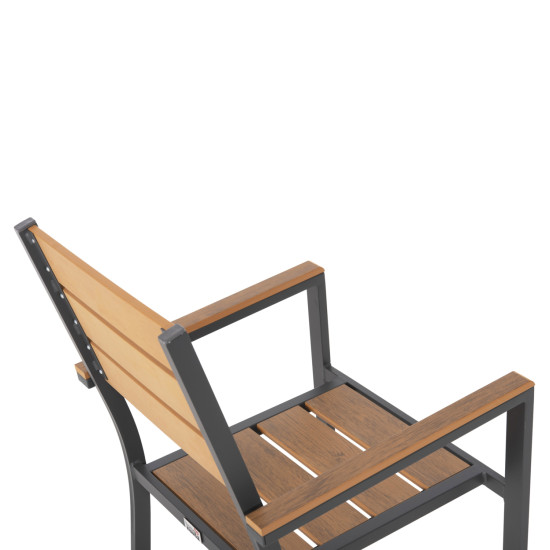 Σετ τραπεζαριασ taber hm21198 τραπεζι & 6 πολυθρονεσ-αλουμινιο & polywood-ανθρακι **