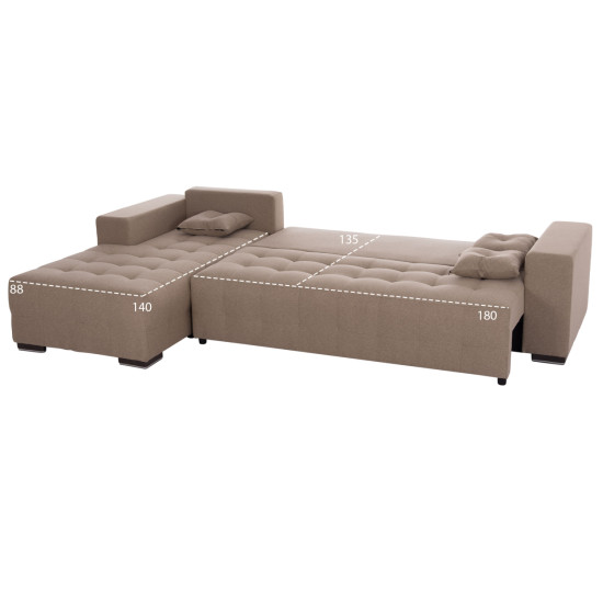 Γωνιακοσ καναπεσ-κρεβατι με αποθ.χωρο trendston hm3302.03l μπεζ υφασμα 298x177x95υεκ **