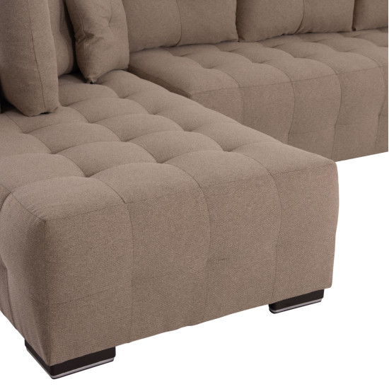 Γωνιακοσ καναπεσ-κρεβατι με αποθ.χωρο trendston hm3302.03l μπεζ υφασμα 298x177x95υεκ **