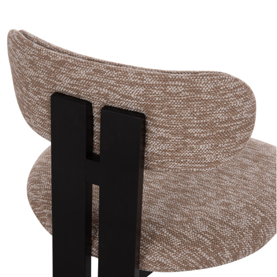 ΚΑΡΕΚΛΑ ΤΡΑΠΕΖΑΡΙΑΣ KARVO HM18252.03 ΚΑΦΕ ΥΦΑΣΜΑ--ΞΥΛΟ ΣΕ ΜΑΥΡΟ 57x50x78,5Υεκ. - 2τεμ **