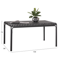 Τραπεζι αλουμινιου rachel hm6339.01 γκρι 150x80x75υεκ. **