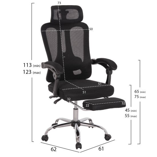 Καρεκλα γραφειου barnet hm18258.01 μαυρο mesh-μαυροσ σκελετοσ nylon 61x62x123υ **