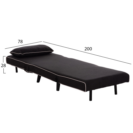 Πολυθρονα κρεβατι braxton hm8425.03 μαυρο υφασμα 78x88x78υεκ. **
