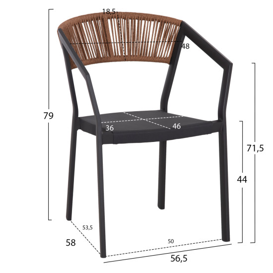 Σετ τραπεζαριασ 5τμχ adam hm21160 καρεκλεσ αλουμινιου & τραπεζι 120x70 γκρι **