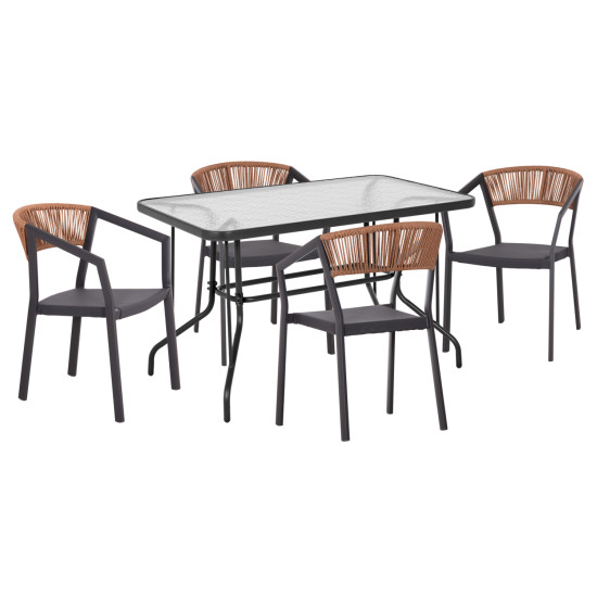 Σετ τραπεζαριασ 5τμχ adam hm21160 καρεκλεσ αλουμινιου & τραπεζι 120x70 γκρι **