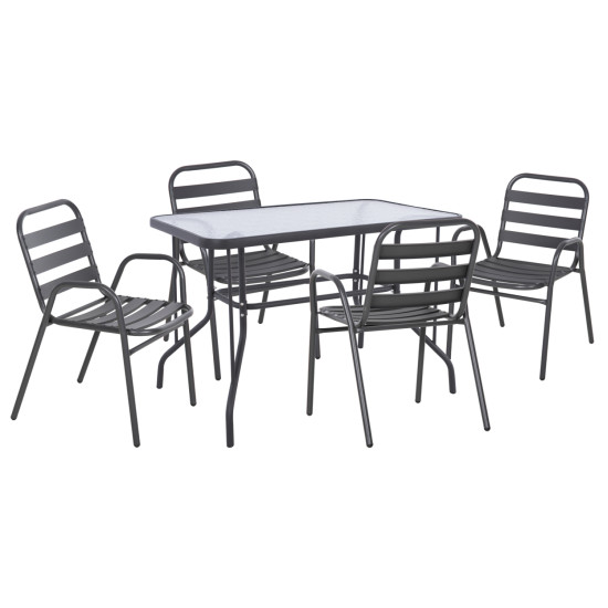 Σετ τραπεζαριασ 5τμχ adam hm21219 καρεκλεσ μεταλλικεσ & τραπεζι 110x60 γκρι **