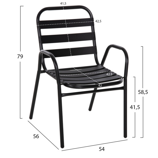 Σετ τραπεζαριασ 5τμχ adam hm21219.01 καρεκλεσ μεταλλικεσ & τραπεζι 110x60 μαυρο **