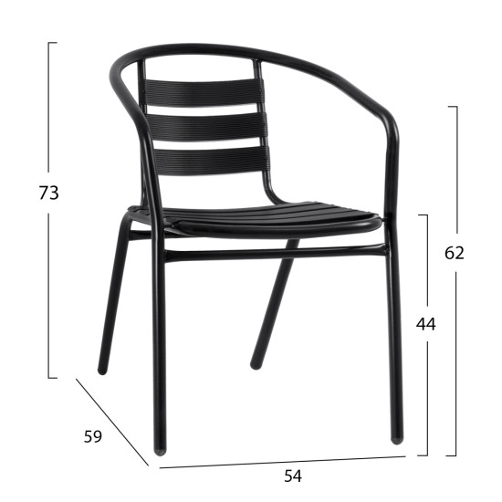 Σετ τραπεζαριασ 5τμχ adam hm21220 καρεκλεσ μεταλλικεσ & τραπεζι 110x60 μαυρο **