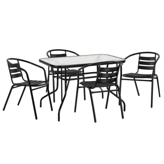 Σετ τραπεζαριασ 5τμχ adam hm21220 καρεκλεσ μεταλλικεσ & τραπεζι 110x60 μαυρο **