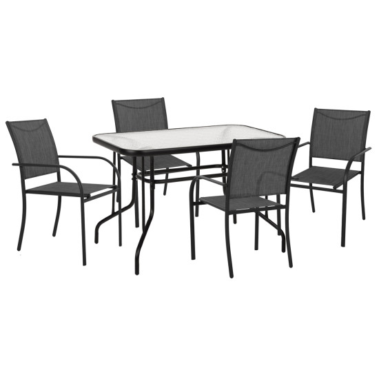 Σετ τραπεζαριασ 5τμχ redan hm21223.01 τραπεζι & 4 πολυθρονεσ σε μαυρο **