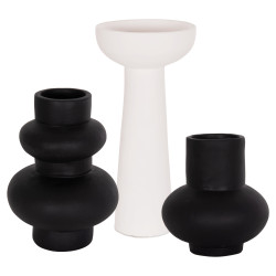 Σετ 3 επιτραπεζια διακοσμητικα βαζα lekkan ημ21142.01 τερακοτα σε λευκο & μαυρο **