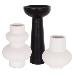 Σετ 3 επιτραπεζια διακοσμητικα βαζα lekkan ημ21142.02 τερακοτα σε λευκο & μαυρο **