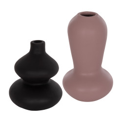 Σετ 2 επιτραπεζια διακοσμητικα βαζα chelin ημ21144 τερακοτα σε μαυρο & μωβ **