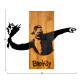Διακοσμητικο τοιχου banksy hm4757-φυλλα μεταλλου μαυρα-ξυλο 69x3(βάθος)x58υεκ. **