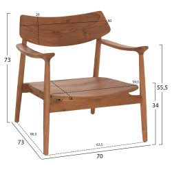Πολυθρονα lounge ranger hm18255.01 ξυλο teak σε φυσικο 70x73x73υεκ. ** Πολυθρονα lounge ranger hm18255.01 ξυλο teak σε φυσικο 70x73x73υεκ. **