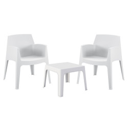 Σετ 3τμχ πολυπροπυλενιου sleek hm21267.01 τραπεζακι & 2 πολυθρονεσ-λευκο **