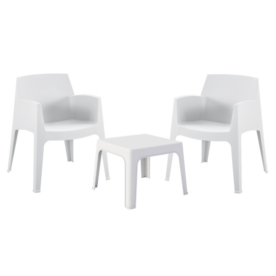 Σετ 3τμχ πολυπροπυλενιου sleek hm21267.01 τραπεζακι & 2 πολυθρονεσ-λευκο ** Σετ 3τμχ πολυπροπυλενιου sleek hm21267.01 τραπεζακι & 2 πολυθρονεσ-λευκο **