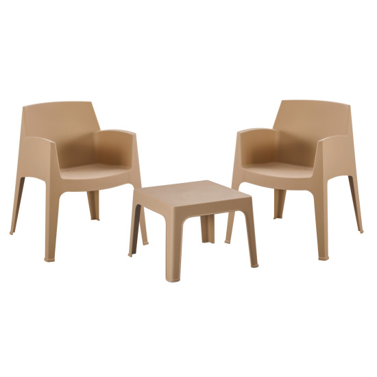 Σετ 3τμχ πολυπροπυλενιου sleek hm21267.03 τραπεζακι & 2 πολυθρονεσ-καπουτσινο ** Σετ 3τμχ πολυπροπυλενιου sleek hm21267.03 τραπεζακι & 2 πολυθρονεσ-καπουτσινο **