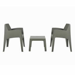 Σετ 3τμχ πολυπροπυλενιου sleek hm21267.05 τραπεζακι & 2 πολυθρονεσ-dark olive green ** Σετ 3τμχ πολυπροπυλενιου sleek hm21267.05 τραπεζακι & 2 πολυθρονεσ-dark olive green **