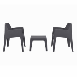 Σετ 3τμχ πολυπροπυλενιου sleek hm21267.10 τραπεζακι & 2 πολυθρονεσ-γκρι ** Σετ 3τμχ πολυπροπυλενιου sleek hm21267.10 τραπεζακι & 2 πολυθρονεσ-γκρι **