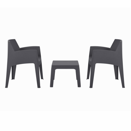 Σετ 3τμχ πολυπροπυλενιου sleek hm21267.10 τραπεζακι & 2 πολυθρονεσ-γκρι **