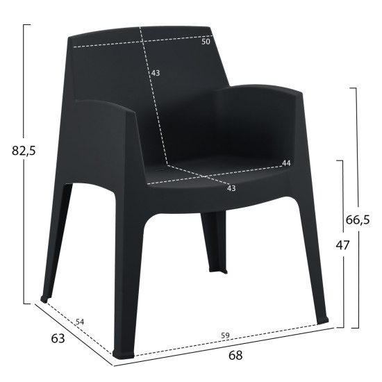 Σετ σαλονι εξ.χωρου 4τμχ sleek hm21268.02 μαυρο πολυπροπυλενιο ** Σετ σαλονι εξ.χωρου 4τμχ sleek hm21268.02 μαυρο πολυπροπυλενιο **