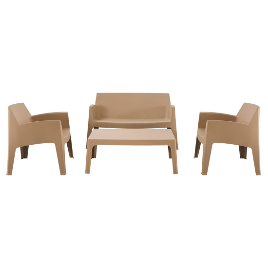 Σετ σαλονι εξ.χωρου 4τμχ sleek hm21268.03 καπουτσινο πολυπροπυλενιο **