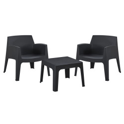 Σετ lounge 3τμχ sleek hm21274.02 μαυρο πολυπροπυλενιο **
