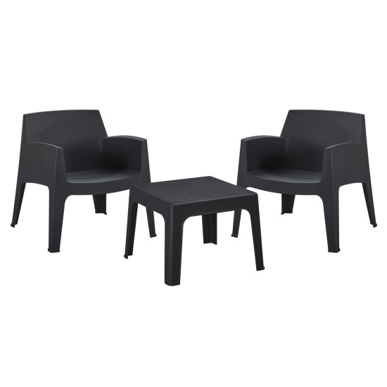 Σετ lounge 3τμχ sleek hm21274.02 μαυρο πολυπροπυλενιο ** Σετ lounge 3τμχ sleek hm21274.02 μαυρο πολυπροπυλενιο **