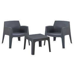 Σετ lounge 3τμχ sleek hm21274.10 γκρι πολυπροπυλενιο **