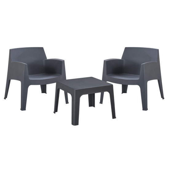 Σετ lounge 3τμχ sleek hm21274.10 γκρι πολυπροπυλενιο ** Σετ lounge 3τμχ sleek hm21274.10 γκρι πολυπροπυλενιο **