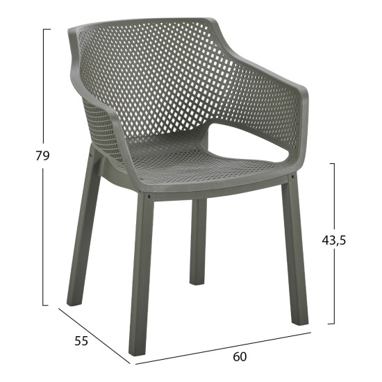 Πολυθρονα πολυπροπυλενιου peggy hm6368.05 dark olive green 60x55x79υεκ **