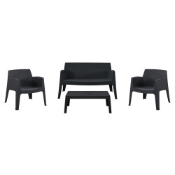 Σετ lounge 4τμχ sleek hm21275.02 μαυρο πολυπροπυλενιο **