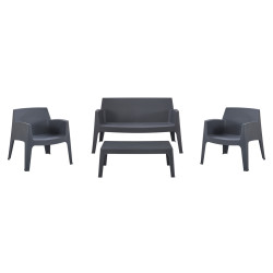 Σετ lounge 4τμχ sleek hm21275.10 γκρι πολυπροπυλενιο **