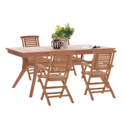 Σετ τραπεζαριασ wonder hm21290 τραπεζι & 4 πολυθρονεσ πτυσσομενεσ-τεακ **
