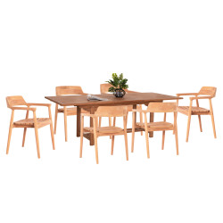 Σετ τραπεζαριασ frem hm21291 τραπεζι & 6 πολυθρονεσ---τεακ ξυλο **