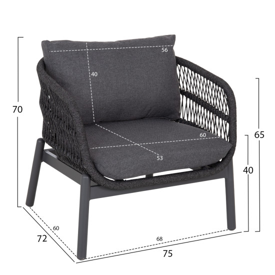 Σετ σαλονι εξ.χωρου 5τμχ memfis hm6470.01 αλουμινιο-σχοινι-κεραμικο top---γκρι **