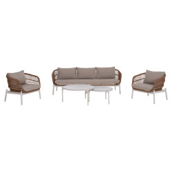 Σετ σαλονι εξ.χωρου 5τμχ memfis hm6470.03 αλουμινιο-σχοινι-κεραμικο top--λευκο **