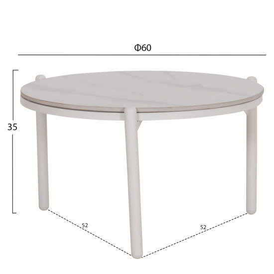 Σετ σαλονι εξ.χωρου 5τμχ memfis hm6470.03 αλουμινιο-σχοινι-κεραμικο top--λευκο **