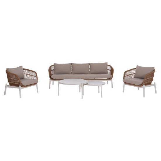 Σετ σαλονι εξ.χωρου 5τμχ memfis hm6470.03 αλουμινιο-σχοινι-κεραμικο top--λευκο **