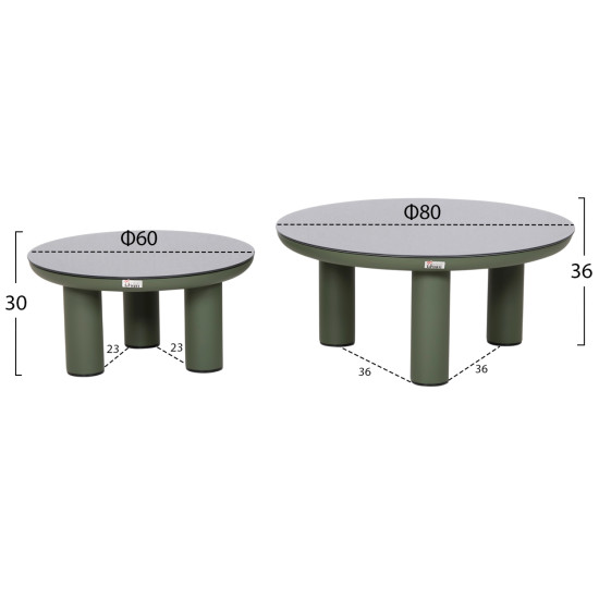 Σετ σαλονι 5τμχ stream hm6426.07 πρασινο αλουμινιο-ανθρακι σχοινι-olefin **