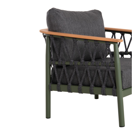 Σετ σαλονι 5τμχ stream hm6426.07 πρασινο αλουμινιο-ανθρακι σχοινι-olefin **