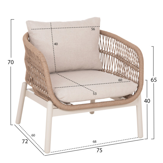 Σετ σαλονι εξ.χωρου 5τμχ memfis hm6470.02 αλουμινιο-σχοινι-κεραμικο top--apricot **