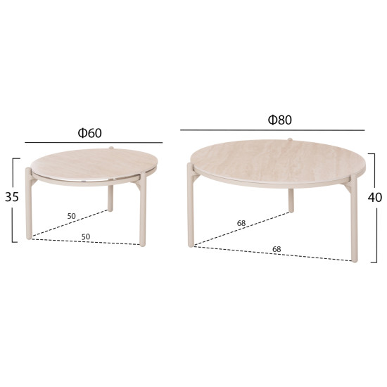 Σετ σαλονι εξ.χωρου 5τμχ memfis hm6470.02 αλουμινιο-σχοινι-κεραμικο top--apricot **