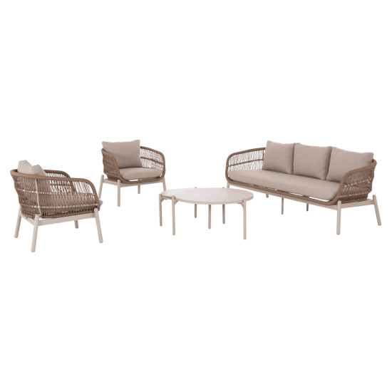 Σετ σαλονι εξ.χωρου 5τμχ memfis hm6470.02 αλουμινιο-σχοινι-κεραμικο top--apricot **